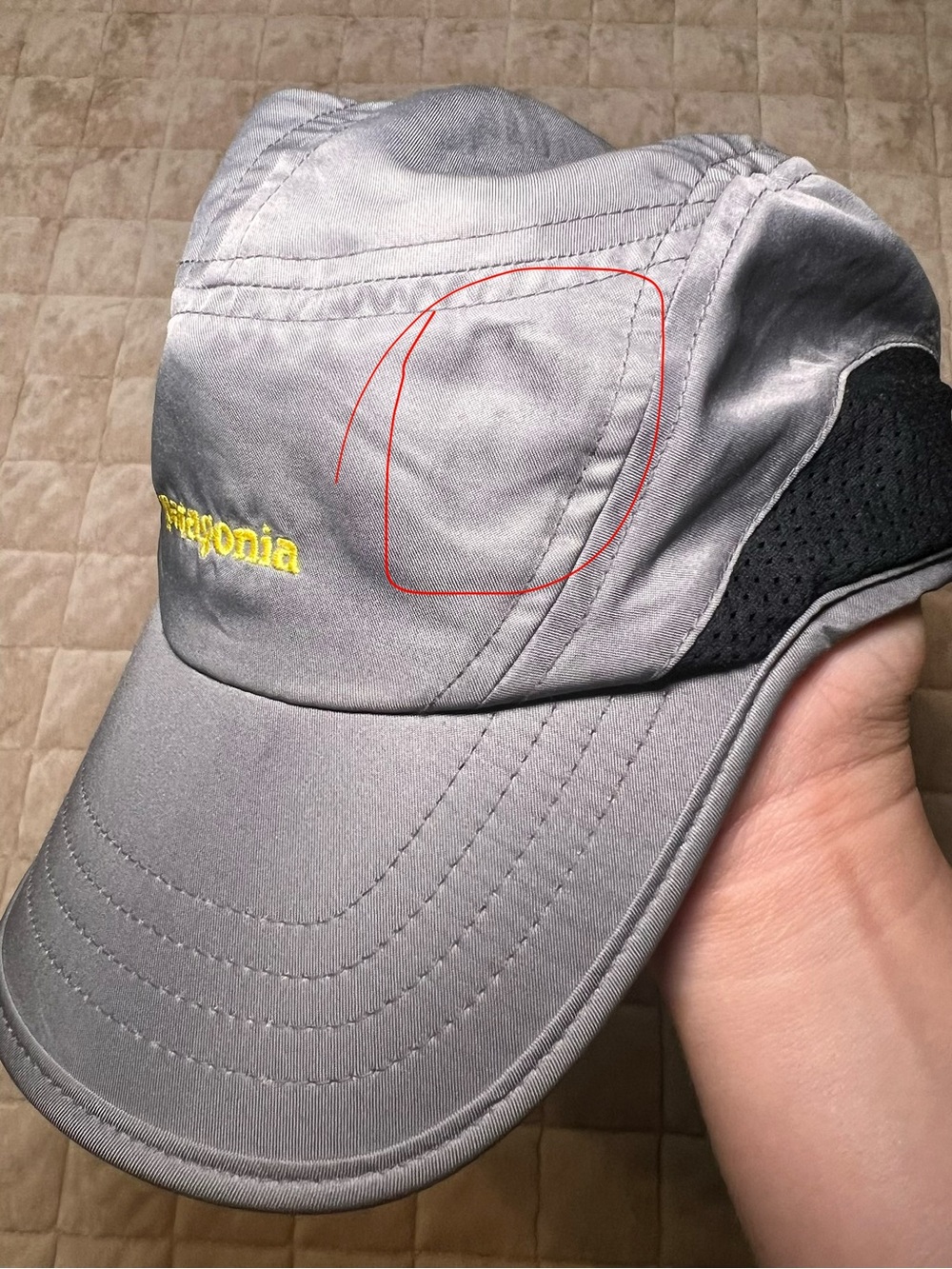 Patagonia Gray Trail Running Cap with Yellow Logo - Picture 6 of 6